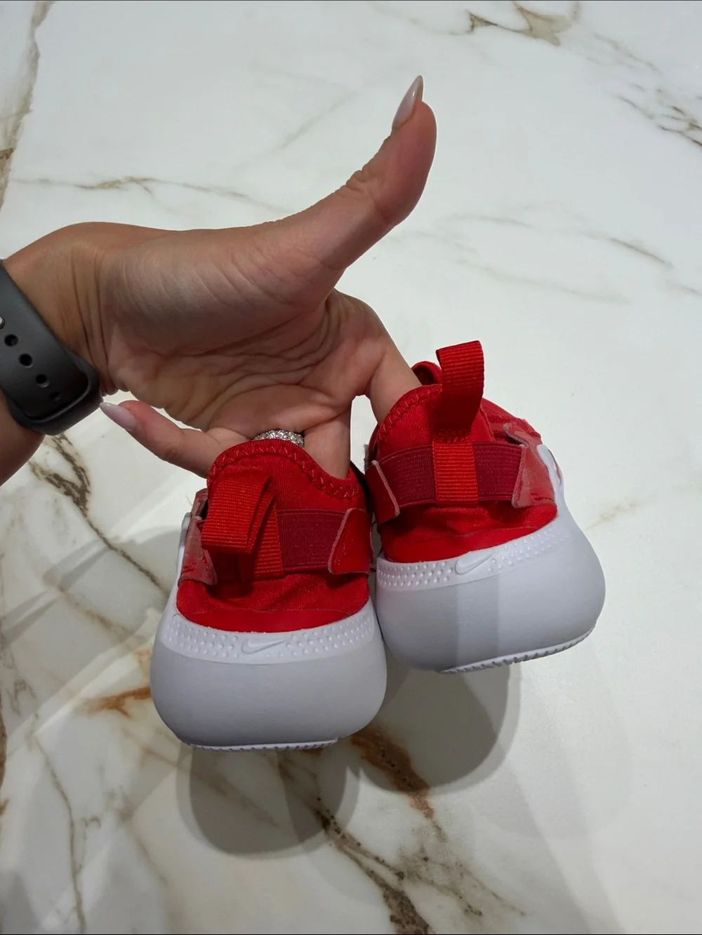 Nike Kids Red Slip-On Sneakers with White Sole